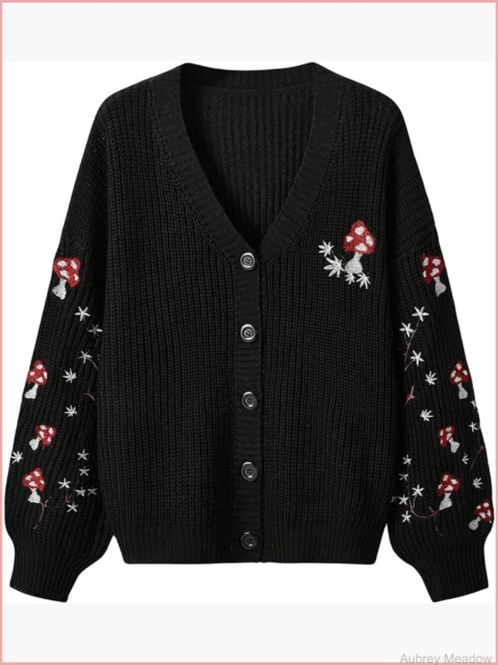 Embroidery Cardigan Drop Shoulder Button Front Duster Knit Sweater